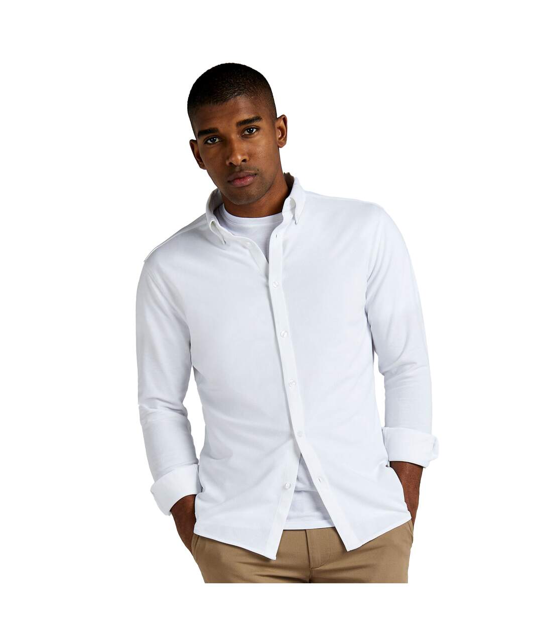 Kustom Kit Mens Superwash 60°C Tailored Long-Sleeved Shirt (White)