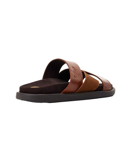 Mens ponza leather slip-on sandals dark tan Base London