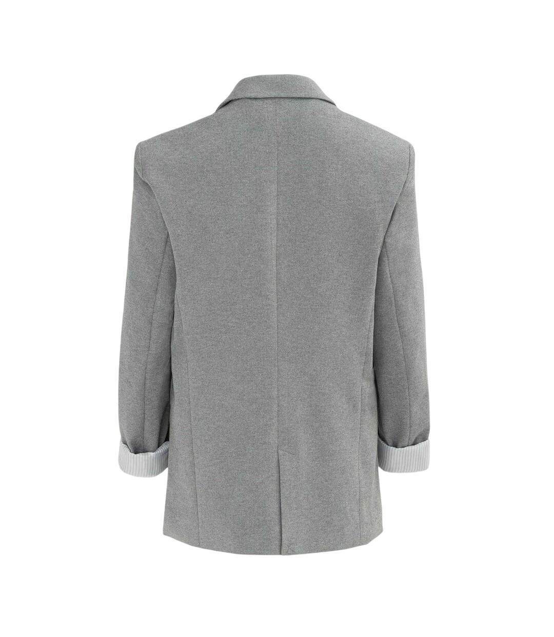 Womens/ladies Turned Up Cuff Blazer Light Grey Miso-2