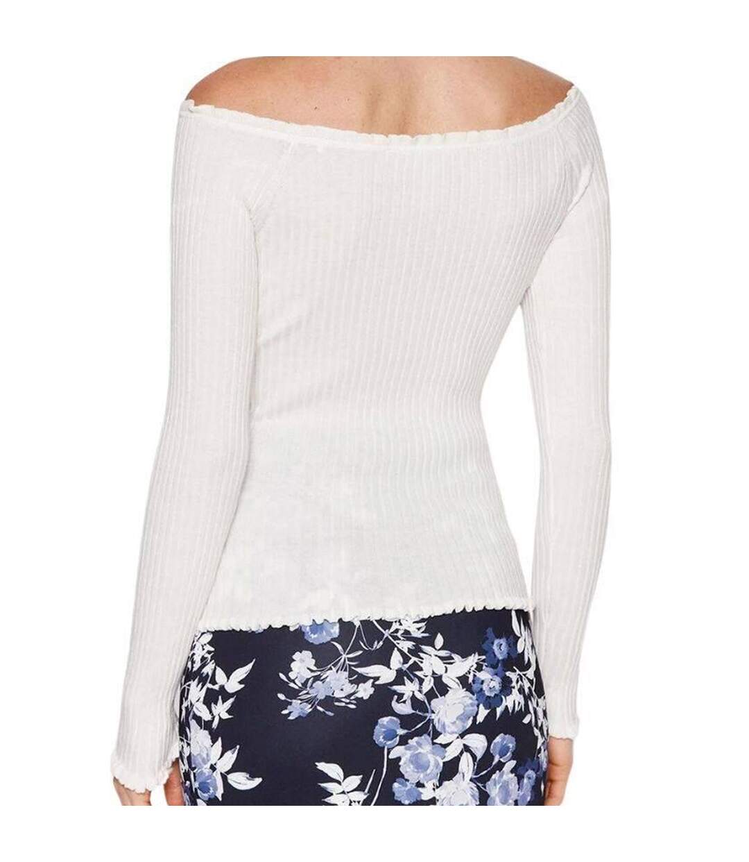 Sweat Motif/style Côtelé Femme Écru Guess-2