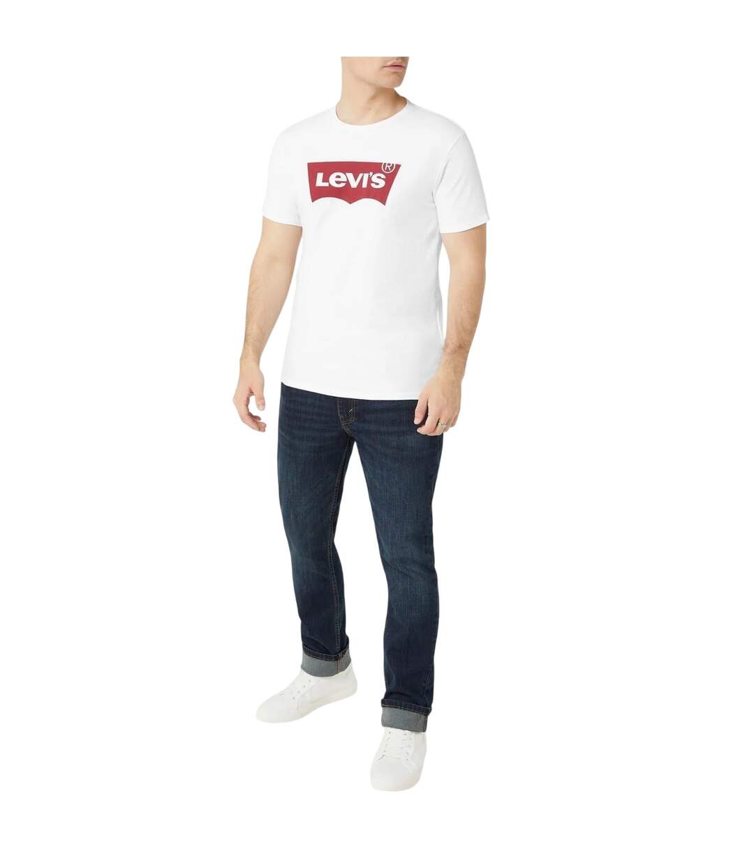 Mens Batwing Logo T-shirt White Red Levis-4