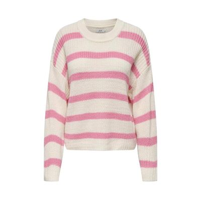 Pull Ecru/Rose Femme JDY Stripe Pullover - L