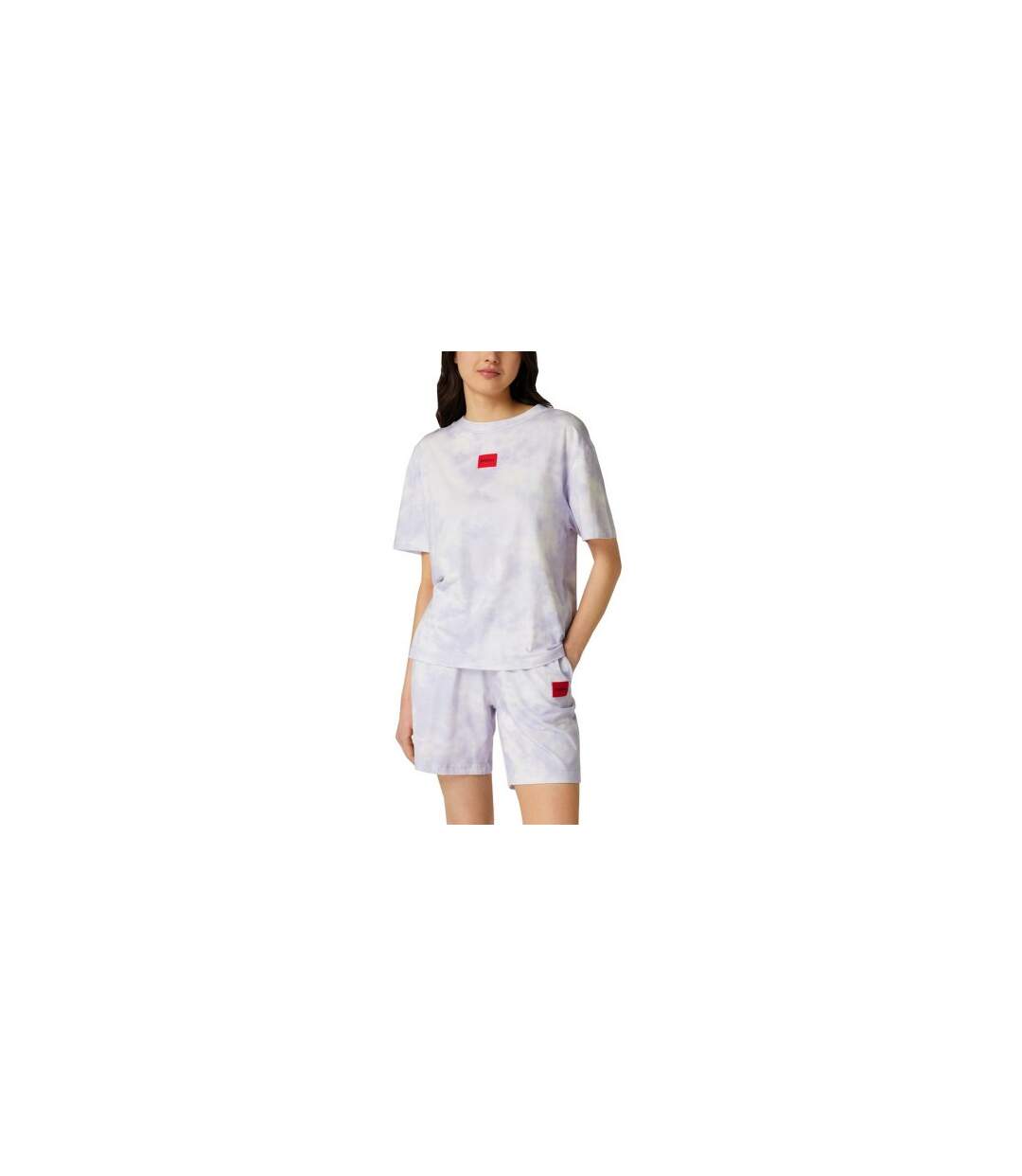 Womens/ladies Splash Short Pyjama Set Purple Hugo-1