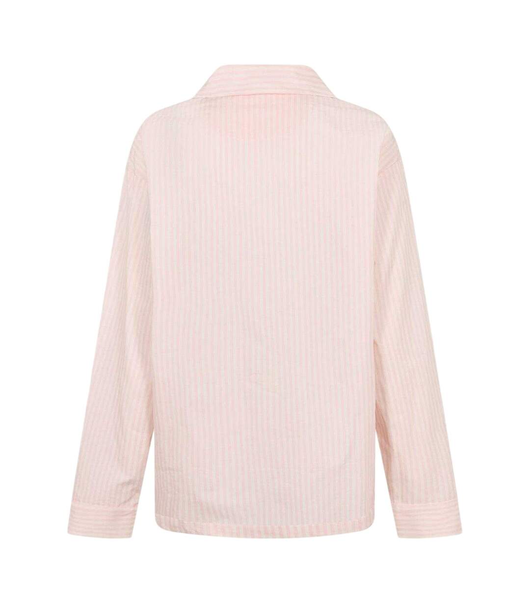 Womens/ladies Stripe Revere Collar Long-sleeved Long Pyjama Set White Pink Jack Wills-4