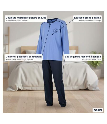 OZABI Pyjama Homme Doublé Polaire Écusson Brodé