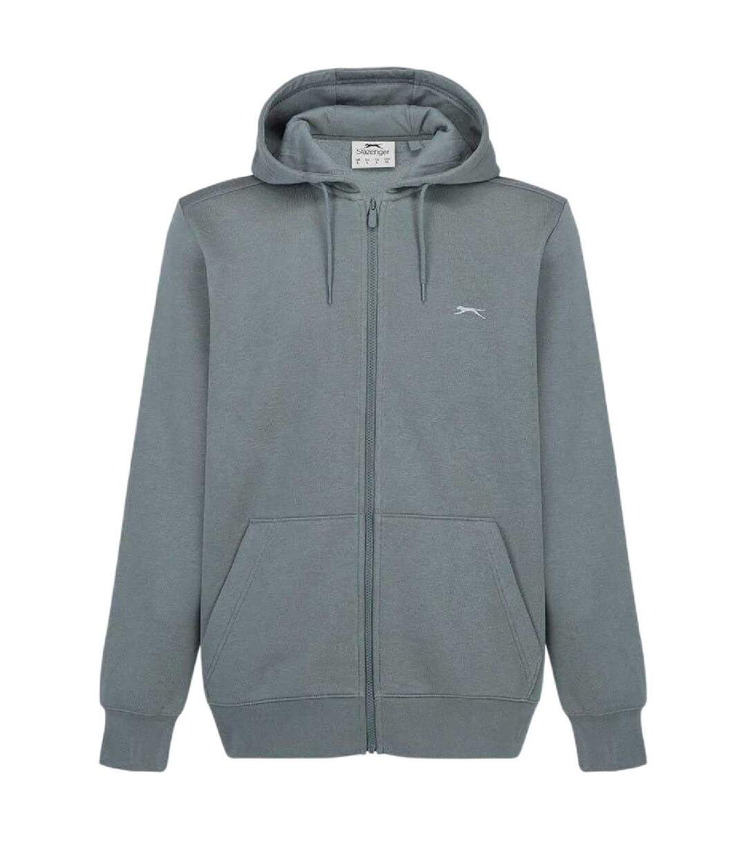 Mens Polycotton Full Zip Hoodie Slate Grey Slazenger-1
