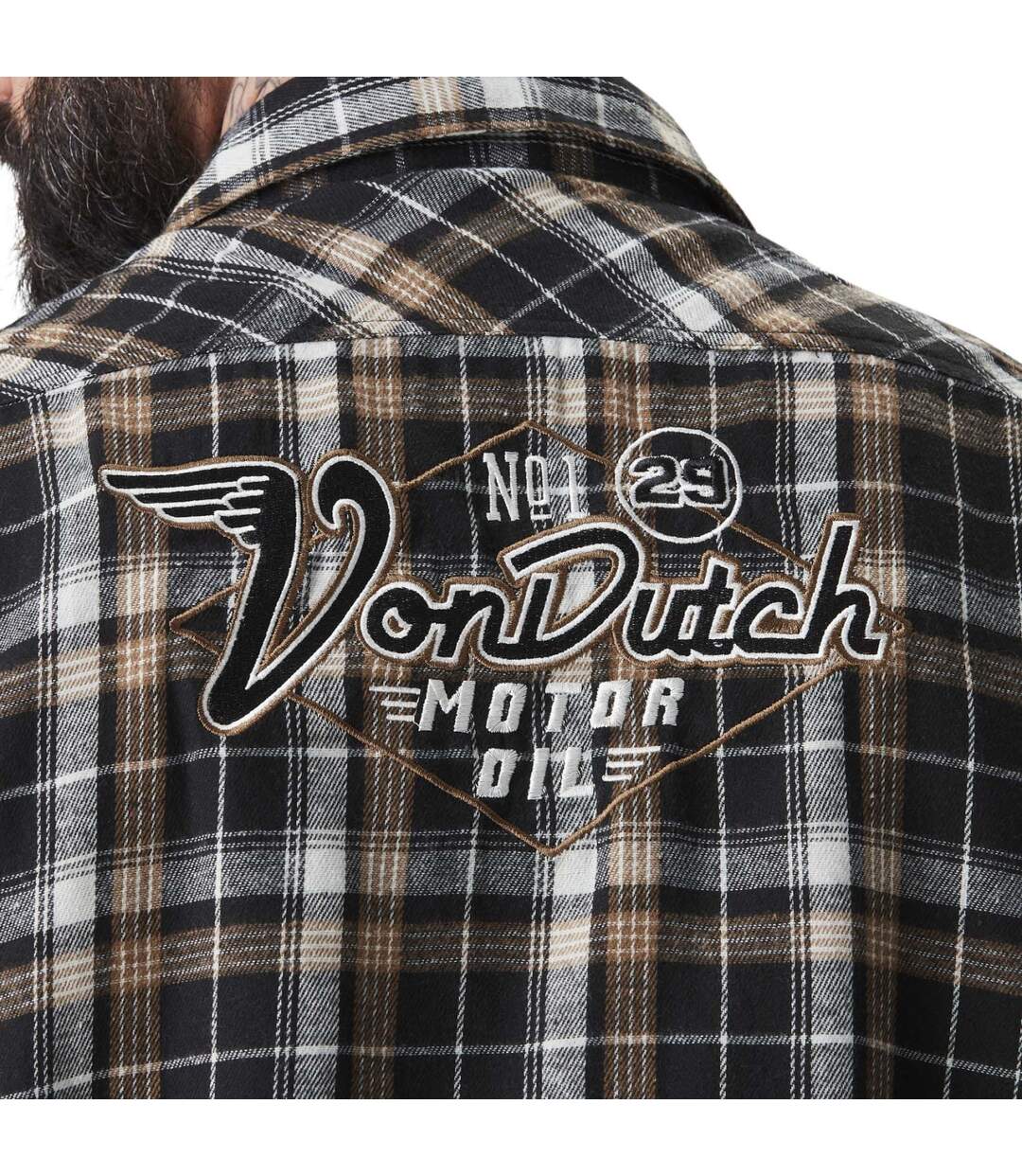 Chemise homme en flanelle à carreaux avec broderie dans le dos Tyler Vondutch