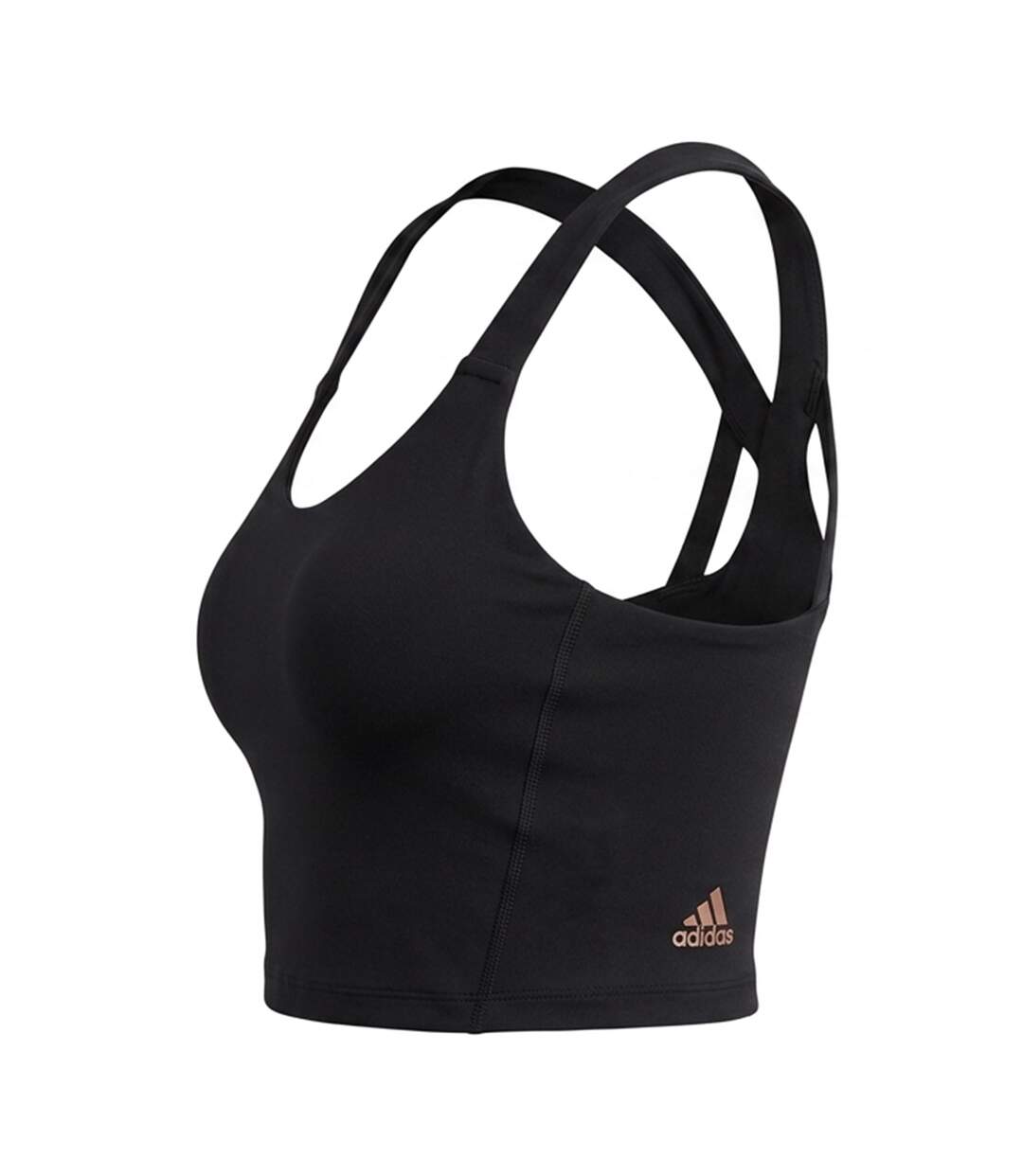 Womens/ladies Cropped Scoop Neck Bralette Black Adidas-3