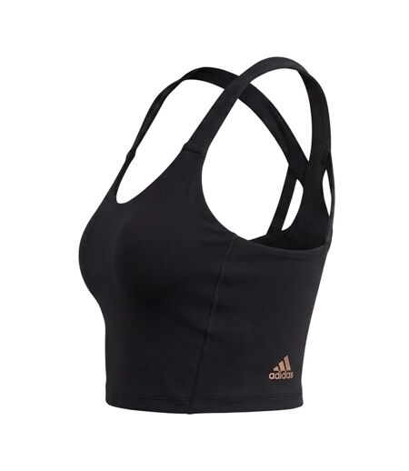 Womens/ladies Cropped Scoop Neck Bralette Black Adidas