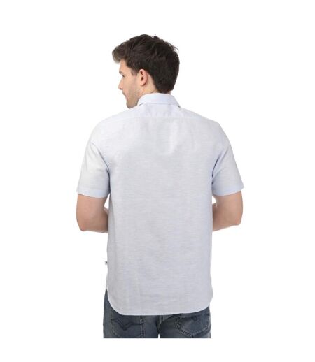 Mens Kingford Linen Short-sleeved Shirt Blue Ted Baker