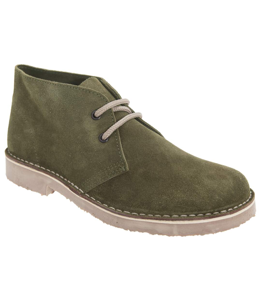 Roamers Womens/Ladies Real Suede Round Toe Unlined Desert Boots (Khaki) - UTDF230