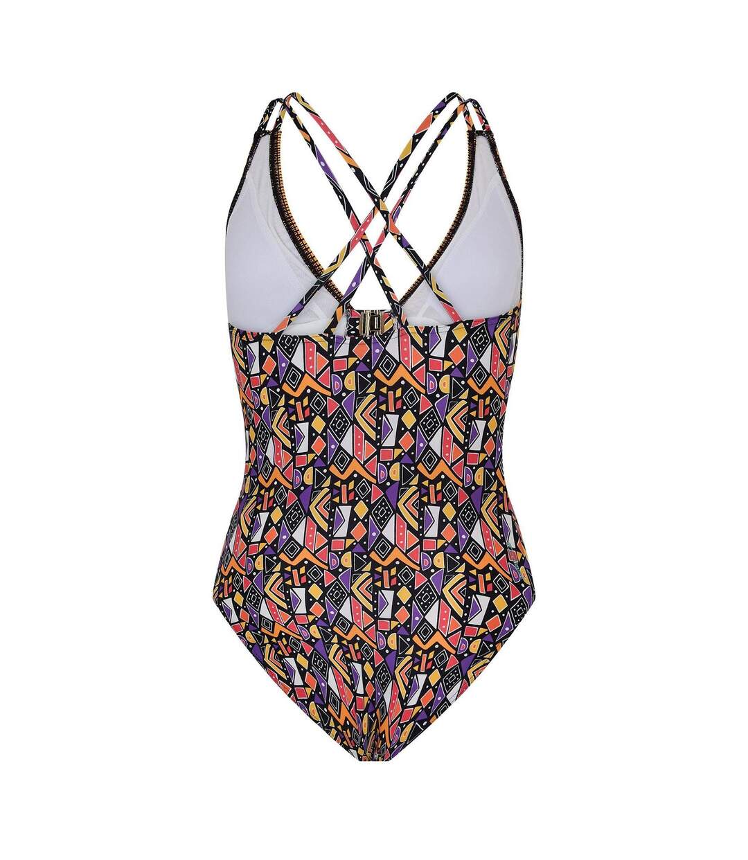 Womens/ladies Culture Jam Cross Back One Piece Swimsuit Multicoloured Print Zoggs-2