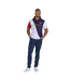 Polo Rugby Motif/style Rayure Diagonale Homme Bleu Marine Blanc Rouge Raging Bull-1