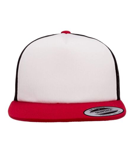 Flexfit By Yupoong Foam Trucker Cap With White Front (Black/White/Red) - UTRW7571