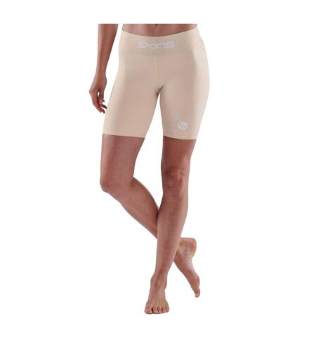 Womens/ladies Series-1 Skinny Athletic Compression Shorts Beige Skins
