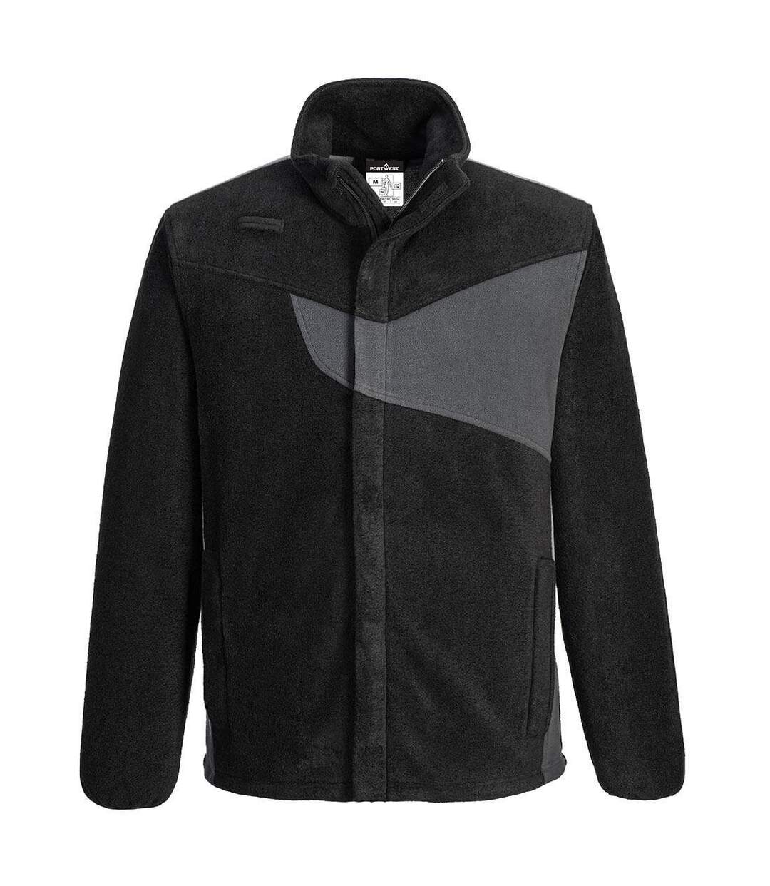Mens Pw2 Fleece Jacket Black Zoom Grey Portwest-1