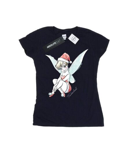 Disney T-shirt en coton Femme/Femme Fée Clochette de Noël (Bleu marine) - UTBI43841