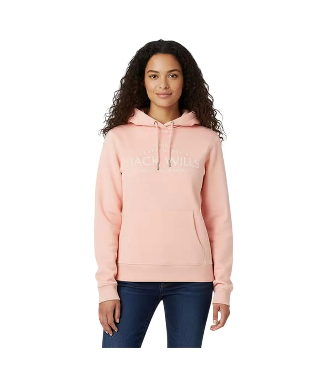 Womens/ladies Graphic Logo Hoodie Soft Pink Jack Wills-4