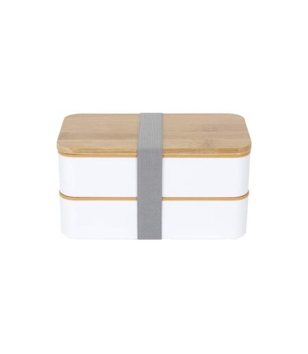 Lunch Box 2 Niveaux Effet Bambou 18cm Blanc