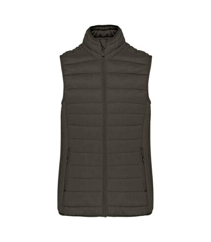 Womens/ladies lightweight down bodywarmer dark khaki Kariban