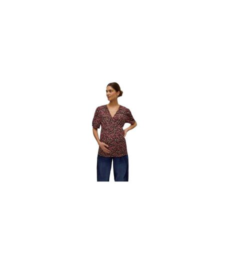T-shirt Manches Bouffantes Motif/style Floral Femme Noir Mamalicious