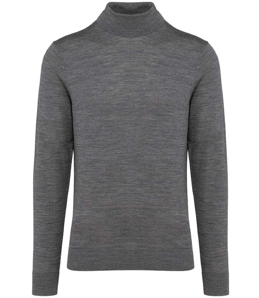 Pull Mérinos col roulé - Homme - PK912 - gris heather