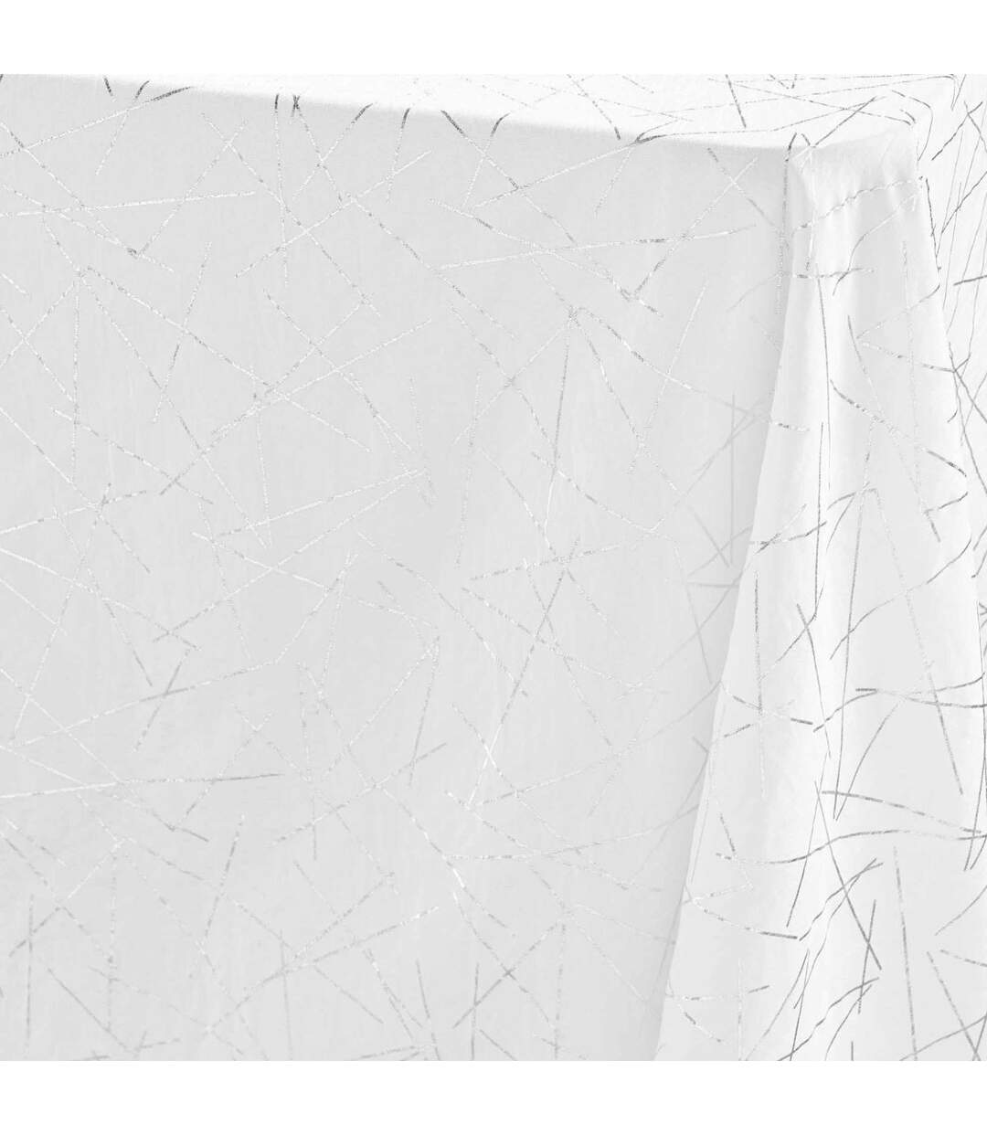 Nappe Antitache Imprimé Mikado 140x240cm Blanc & Argent-2