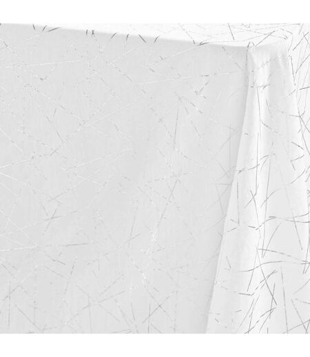 Nappe Antitache Imprimé Mikado 140x240cm Blanc & Argent