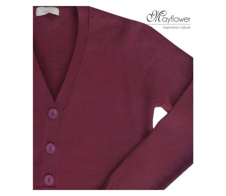MAYFLOWER DERBY1B - Gilet boutonné bordeaux en laine mélangée : chaleur et confort chic