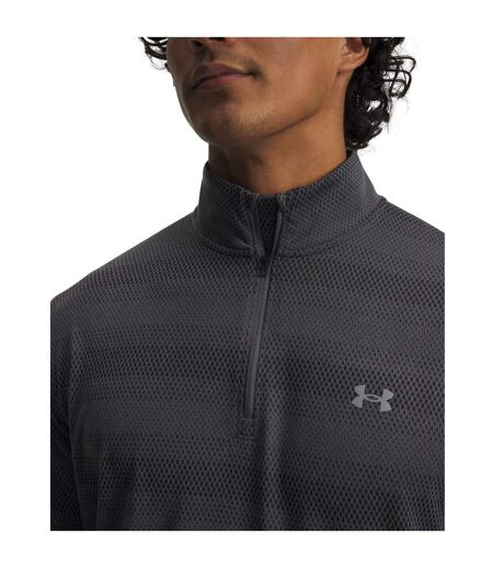 Mens Velociti Quarter Zip Fitted Long-sleeved Top Frost Gray Under Armour