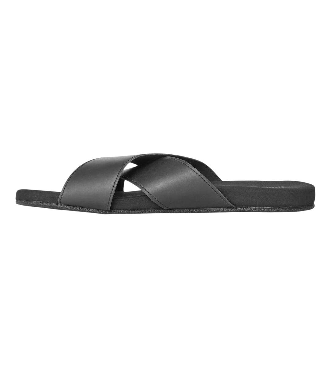 Mens Seaton Bay Cross Strap Leather Slides Jet Black Timberland-2