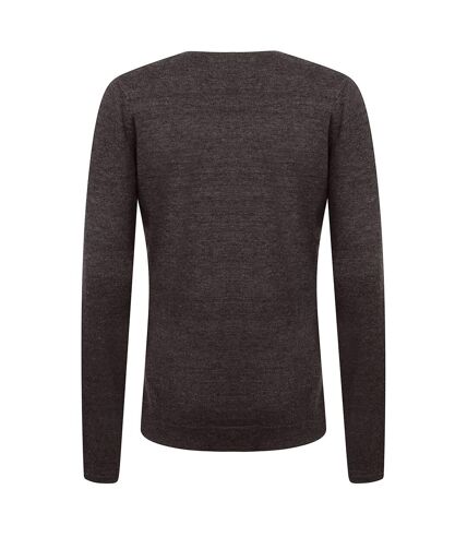 Henbury Womens/Ladies 12 Gauge Fine Knit V-Neck Jumper / Sweatshirt (Grey Marl) - UTRW660