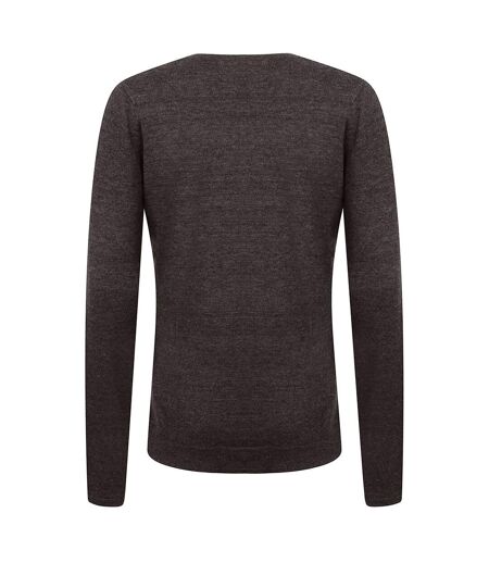 Henbury Womens/Ladies 12 Gauge Fine Knit V-Neck Jumper / Sweatshirt (Grey Marl) - UTRW660