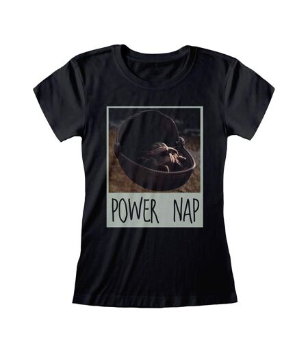 Star Wars: The Mandalorian Womens/Ladies Power Nap T-Shirt (Black)