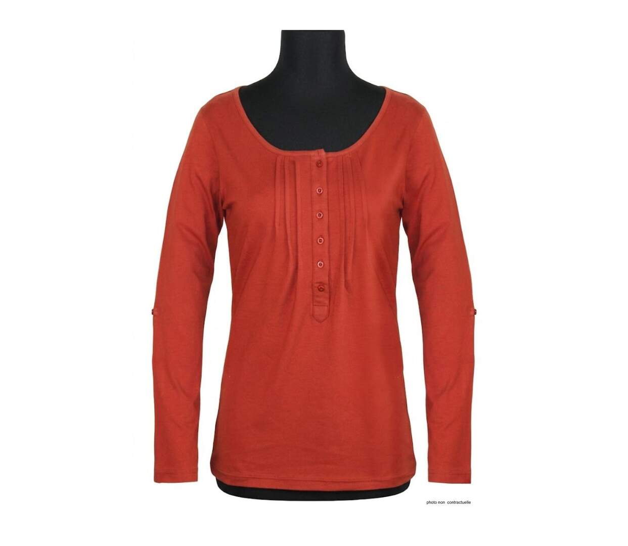 Tee-shirt MAYFLOWER NANNY2 orange sanguine à manches modulables : l'éclat du confort-3