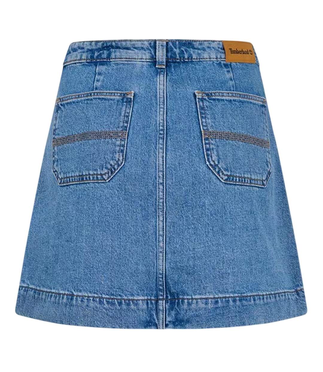 Womens/ladies Refibra Minimalist Denim Mini Skirt Mid Blue Timberland-3