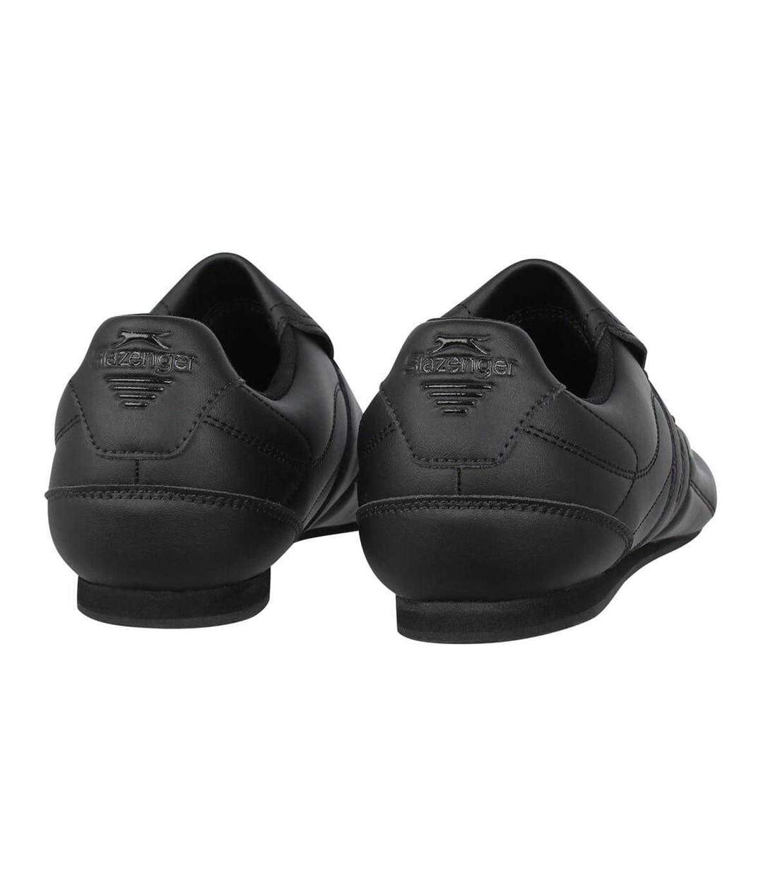Mens Warrior Leather Slip-on Trainers Black Charcoal Slazenger-2