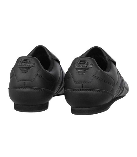 Mens Warrior Leather Slip-on Trainers Black Charcoal Slazenger