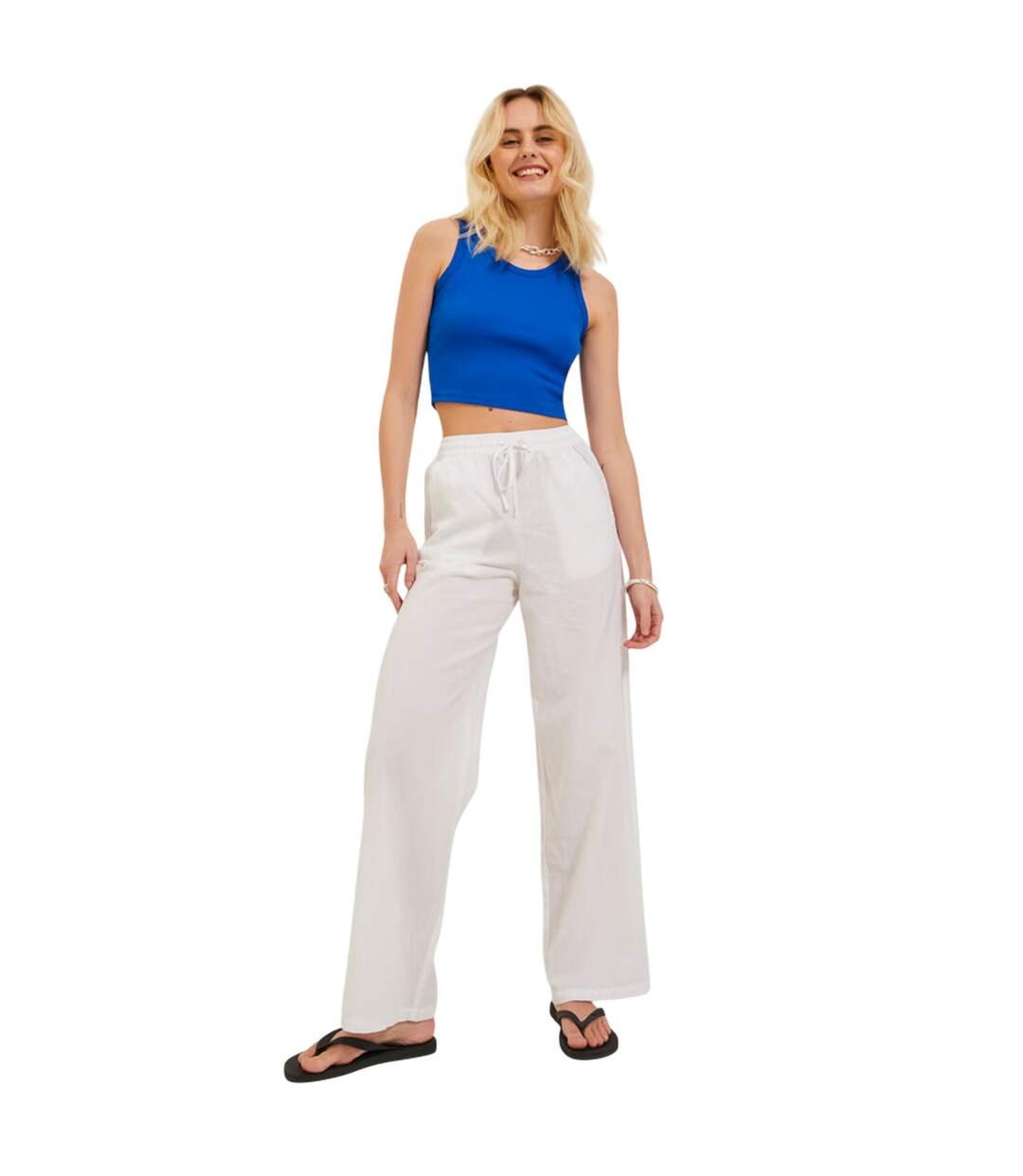 Haut Sans Manches Motif/style Côtelé Femme Bleu JJXX-1