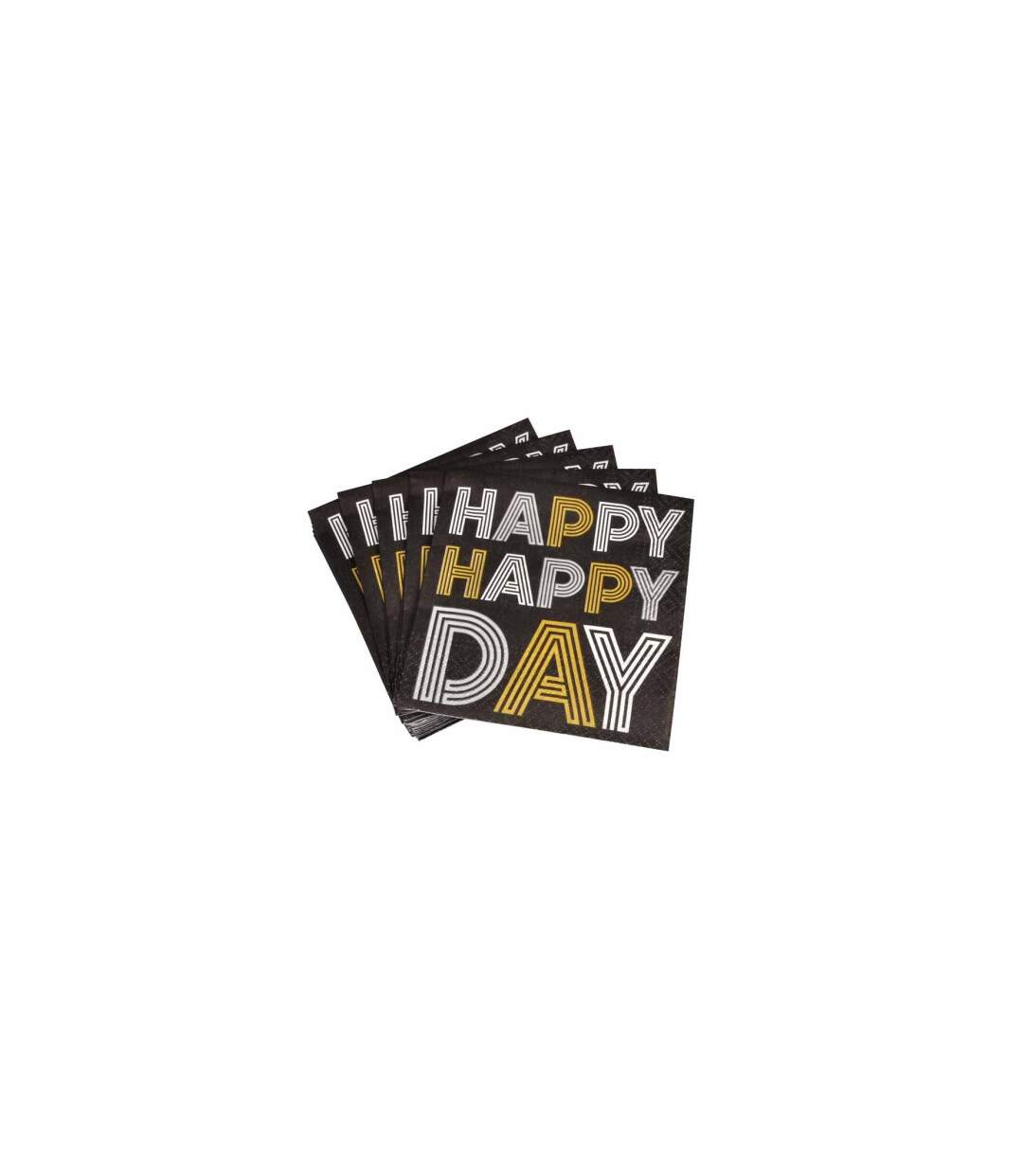 Lot de 20 Serviettes en Papier Happy Birthday 25x25cm Noir-2