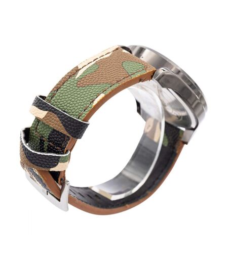 Montre pour Homme Camouflage CHTIME - Garantie 2 ans - Cadran en Métal - Bracelet Militaire ajustable - Cuir Synthétique