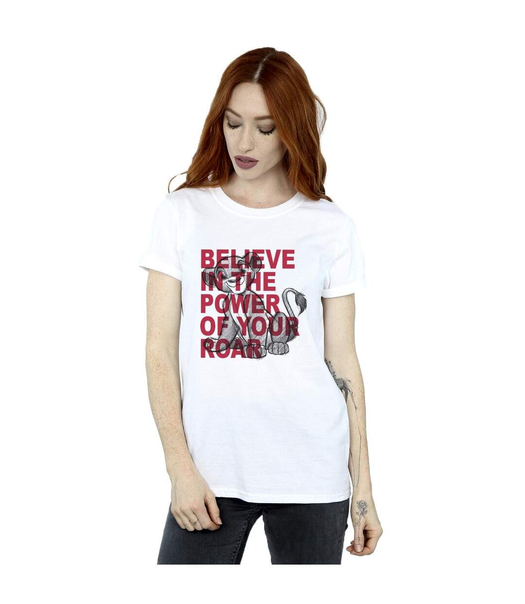 Disney Womens/Ladies The Lion King Power Of Roar - T-shirt boyfriend en coton (Blanc) - UTBI29397-1