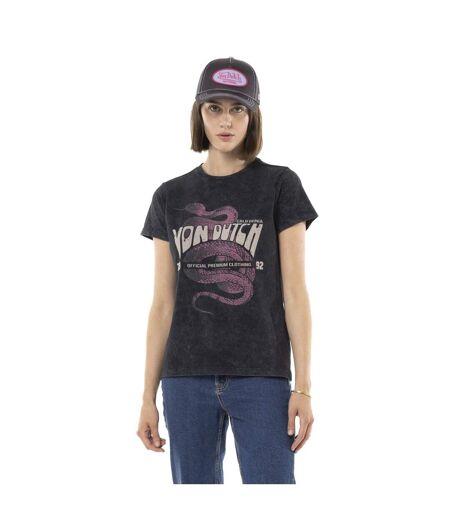 Tee shirt uni délavé avec col rond et print Vipere Vondutch