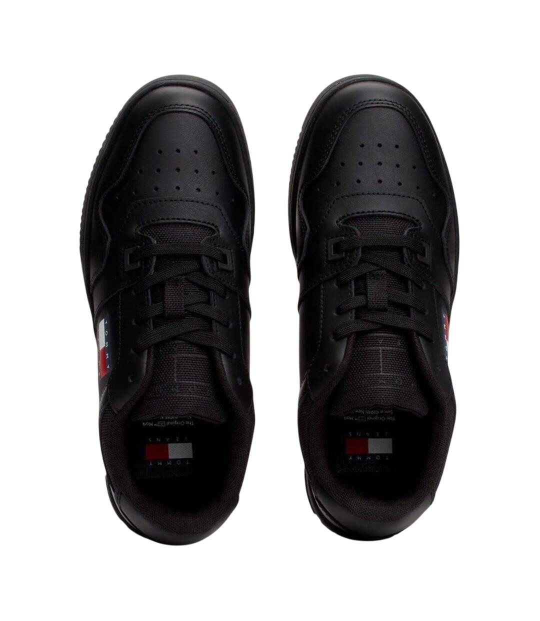 Womens/ladies Retro Leather Basketball Trainers Black Tommy Jeans-3