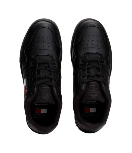 Womens/ladies Retro Leather Basketball Trainers Black Tommy Jeans