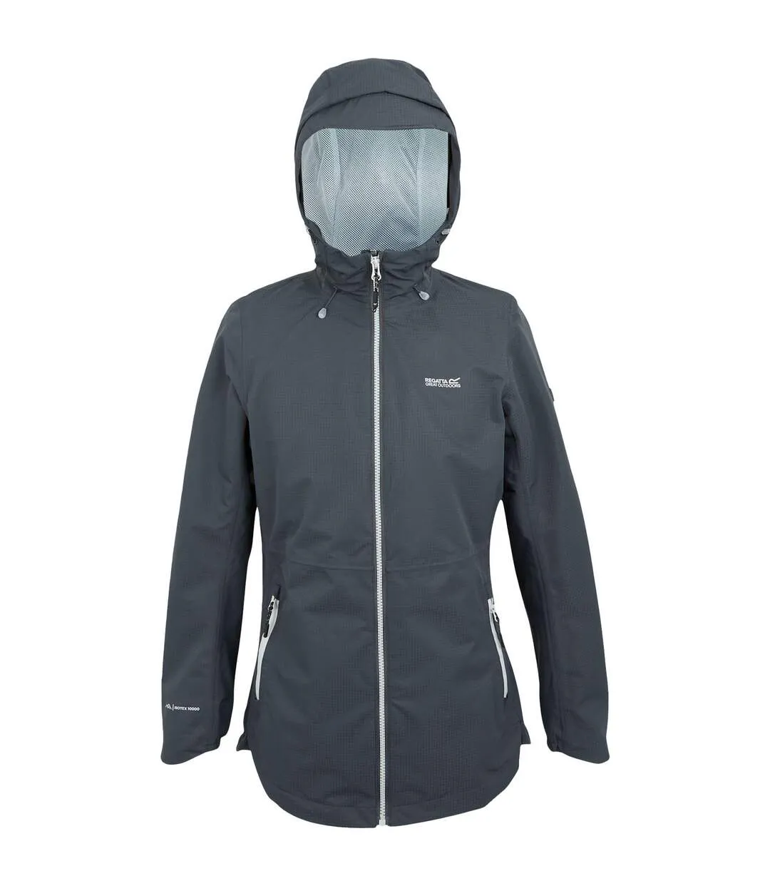 Veste Imperméable À Capuche Hamara Femme Gris Foncé Blanc Regatta-1