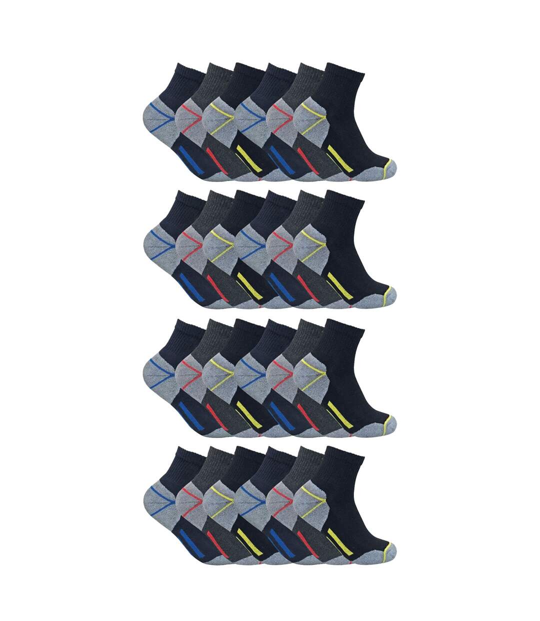 24 Pairs Mens Multipack Ultimate Cotton Rich Work Ankle Socks-1