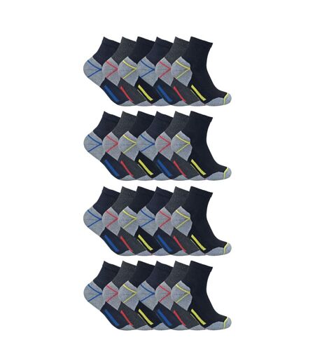 24 Pairs Mens Multipack Ultimate Cotton Rich Work Ankle Socks