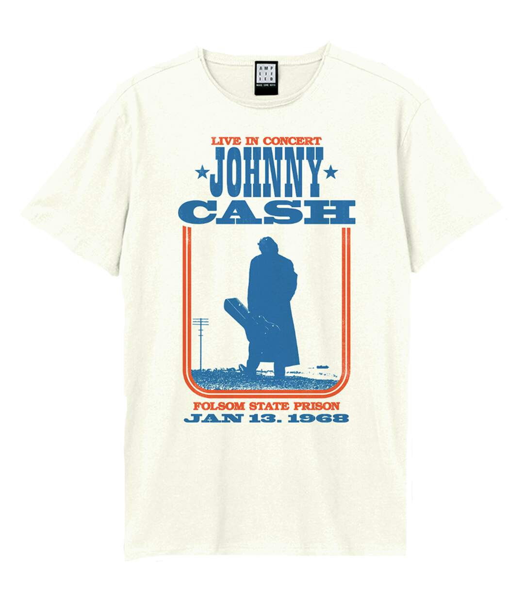 Unisex adult man in black at folsom johnny cash t-shirt vintage white Amplified-1