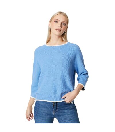 Womens/ladies boxy 3/4 sleeve jumper grey blue Principles